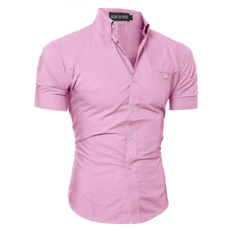 New Fashion Fashion Men's Luxury Short Sleeve Shirt Casual Slim Fit Stylish Shirts Tops Plus Size M-3XL