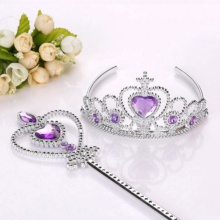 Frozen 2 Hair Wear Children Elsa Princess Birthday Party Headband Magic Wand Crown Hair Accessories Set Girl Toy For Kid Cosplay
