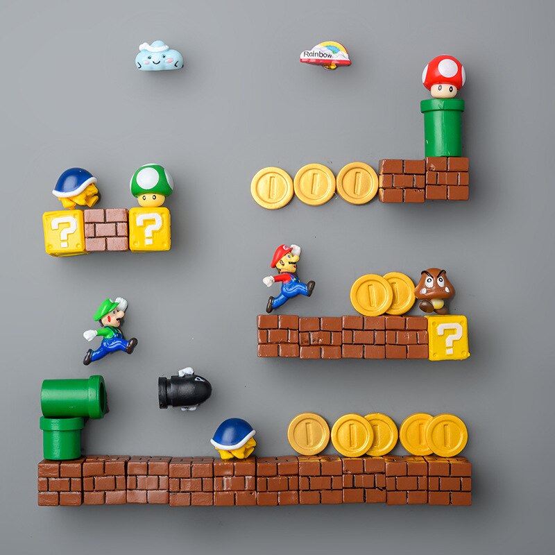 3D Mario Fridge Magnets for Kids Resin Cute & Fun Decorative Refrigerator Locker Magnets Kitchen Home Decoration