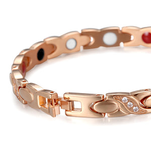 RainSo Stainless Steel Magnetic Women Bracelets Fashion Therapy Jewelry Gold Link Chain with Bio Elements Charm Bracelet Gift