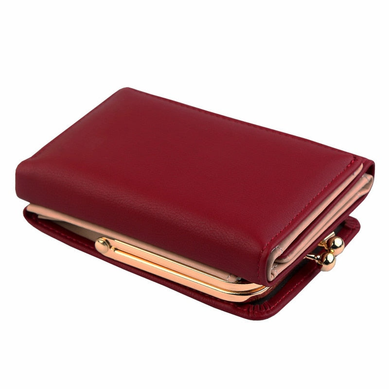 Wallet Women 2020 Lady Short Women Wallets Black Red Color Mini Money Purses Small Fold PU Leather Female Coin Purse Card Holder
