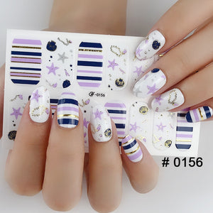 Fashion 31 Designs 3D Full Cover Nail Sticker Waterproof Self-adhesive Nail Art Manicure DIY Decoration Glitter Nail Wraps 2019
