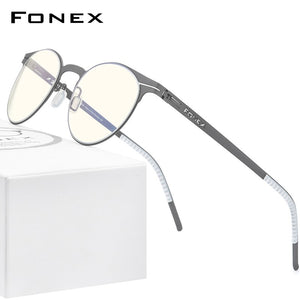 FONEX Anti Blue Light Blocking Glasses Women 2020 New Round UV Rays Filter Computer Gaming Screwless Eyeglasses Eyewear FAB014