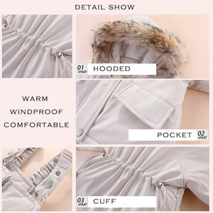 2 pièces ensemble bébé fille hiver doudoune et combinaison pour enfants épaissir chaud fourrure col veste pour filles infantile snowsuit 0-4Year