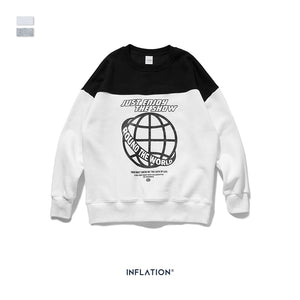 INFLATION 2020 FW Men Sweatshirt Fashion Hip Hop Male Sweatshirt With Earth Print Oversized Thick Fleece Couple Sweatshirt 9639W