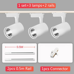 Whole Set LED Track Lights 12/20/30/40W 220V COB Track Lamp Rail Spotlights Track Lighting Fixture Spot Lights for Home Store