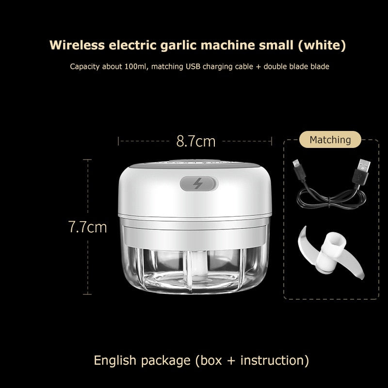 New USB Charge Wireless Electric Meat 3Level Grinder Food Chopper Mini Stainless Electric Kitchen Chopper Meat Grinder Shredder