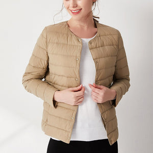 2020 Women‘s Autumn Down Jacket Female Ultra Thin Plus Size Pink Down Jackets Ultra Light Warm Coat Short Jackets Women Tops