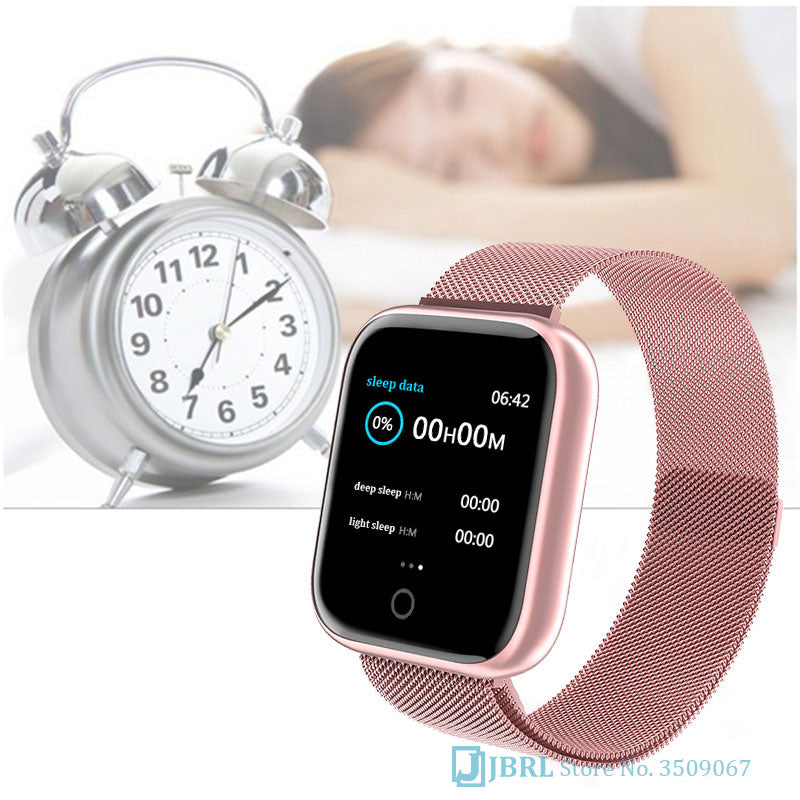 Fashion Stainless Steel Smart Watch Women Men Electronics Sport Wrist Watch For Android IOS Square Smartwatch Smart Clock Hours