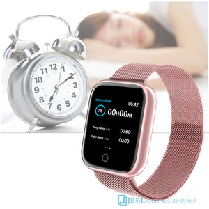 Fashion Stainless Steel Smart Watch Women Men Electronics Sport Wrist Watch For Android IOS Square Smartwatch Smart Clock Hours