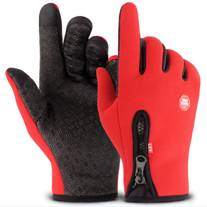 Autumn and winter outdoor riding gloves warm windproof gloves men and women zipper non-slip touch screen gloves
