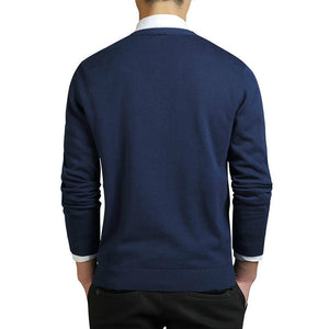 Grey Cardigans Men Cotton Sweater Long Sleeve Mens V-Neck Sweaters Loose Solid Button Tops Fit Knitting Casual Style Clothing