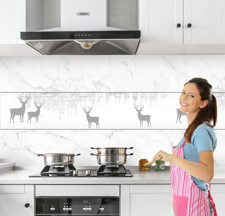 Kitchen Stickers Oil-proof Waterproof Vinyl Self-Adhesive Stove Cabinet Foil Marble Wallpaper DIY Bathroom Wall Sticker Decor