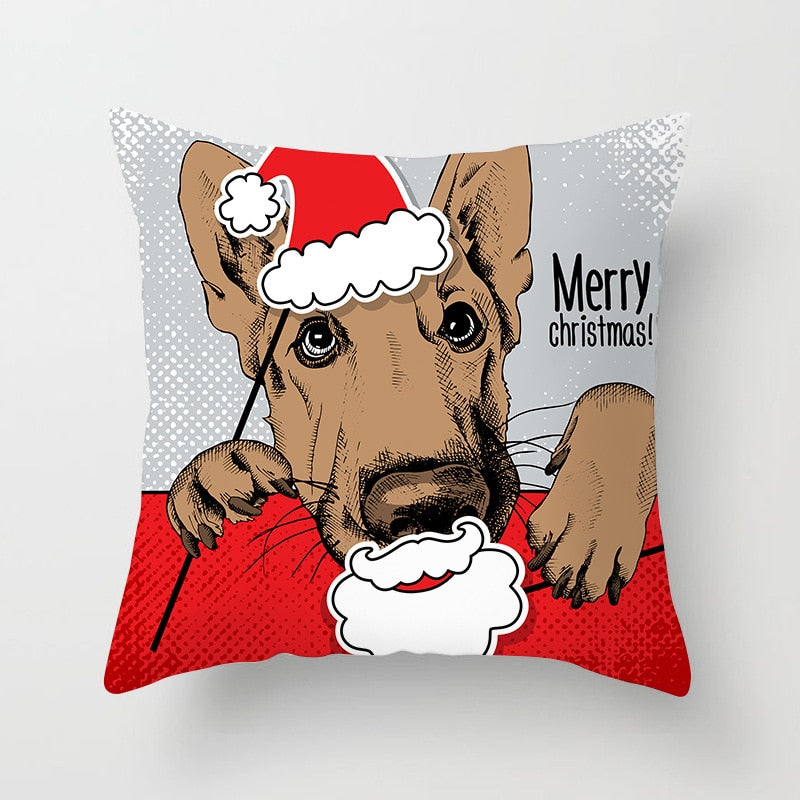 Elk Deer Santa Claus Snowman Christmas Cushion Cover Throw Pillow Xmas New Year Decor Home Decoration Polyester Pillowcase 40543