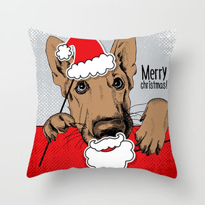 Elk Deer Santa Claus Snowman Christmas Cushion Cover Throw Pillow Xmas New Year Decor Home Decoration Polyester Pillowcase 40543