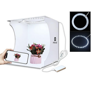 Mini anneau Lightbox pliant Portable Photo Studio boîte photographie Softbox boîte à lumière Studio tir tente boîte Kit avec 6 décors