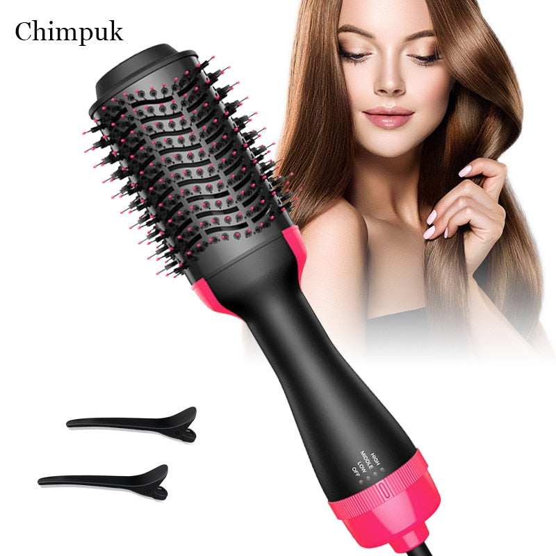 Dropshipping 2 IN 1 One Step Hair Dryer Hot Air Brush Hair Straightener Curler Comb Roller Electric Ion Blow Dryer Brush