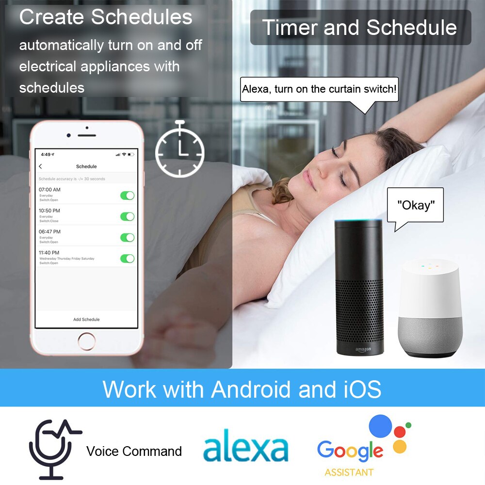 LoraTap - Interrupteur tactile rideaux et volet roulant électrique avec télécommande - Alexa et Google Home