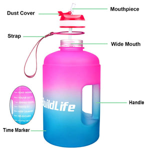 QuiFit 3.78L 2.2L 1.3L 128oz Gallon Water Bottle with Straw Clear Plastic Drinking Bottles GYM Tool Jug BPA Free Sports Cup