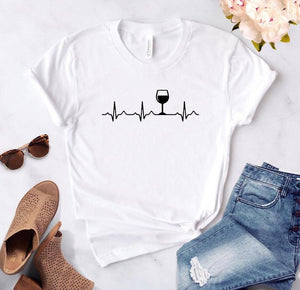 Wine Heartbeat Women tshirt Cotton Casual Funny t shirt Lady Yong Girl Top Tee Higher Quality Drop Ship 6 Colors S-485