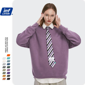 INFLATION 2020 Winter Men Thick Fleece Sweatshirt Unsex Hip Hop Multi-color Sweatshirt Men Solid Basic Winter Sweatshirts 166W17