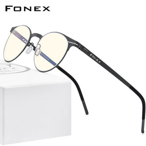 FONEX Anti Blue Light Blocking Glasses Women 2020 New Round UV Rays Filter Computer Gaming Screwless Eyeglasses Eyewear FAB014