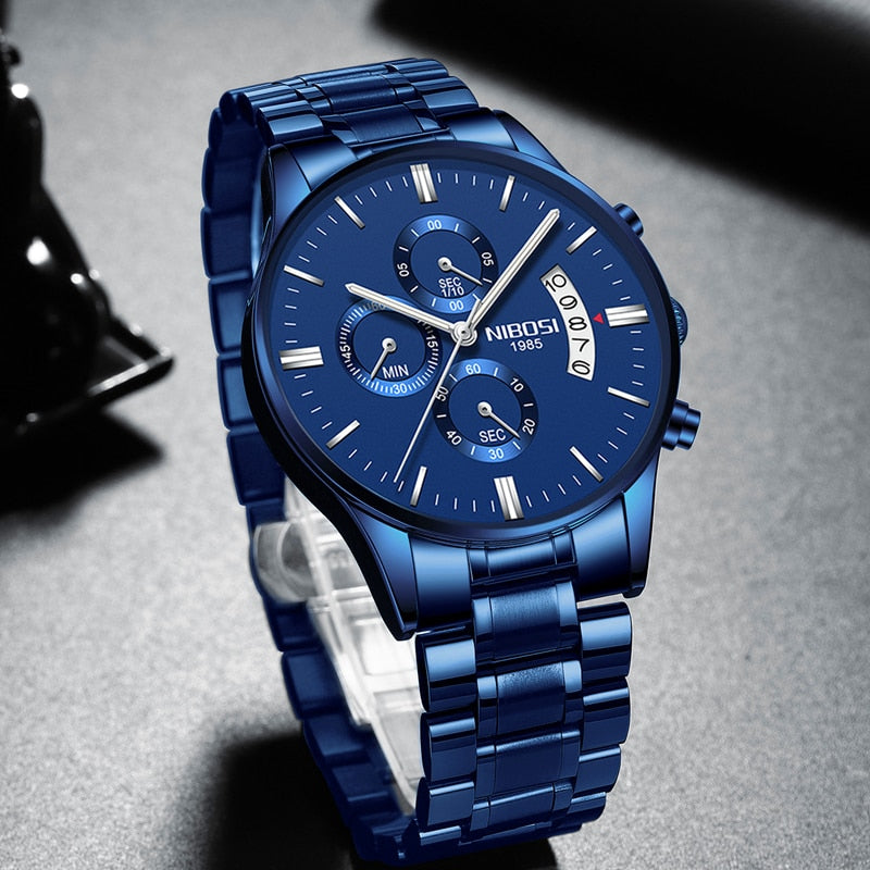 NIBOSI 2020 Mens Watches Top Brand Luxury Men Blue Watch Military Sport Wristwatch Quartz Watch erkek saat Relogio Masculino