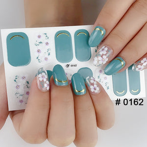 Fashion 31 Designs 3D Full Cover Nail Sticker Waterproof Self-adhesive Nail Art Manicure DIY Decoration Glitter Nail Wraps 2019