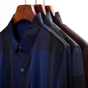 2020 Brand Casual Luxury Plaid Long Sleeve Slim Fit Men Shirt Streetwear Social Dress Autumn Shirts Mens Fashions Jersey 92339