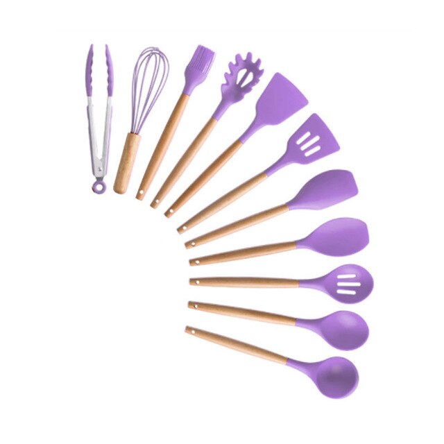 Silicone Kitchenware Cooking Utensils Set Heat Resistant Kitchen Non-Stick Cooking Utensils Baking Tools With Storage Box Tools