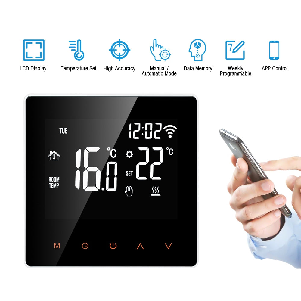Thermostat intelligent d'avatto Tuya WiFi, télécommande électrique de température de chaudière d'eau/gaz de chauffage par le sol pour Google Home, Alexa