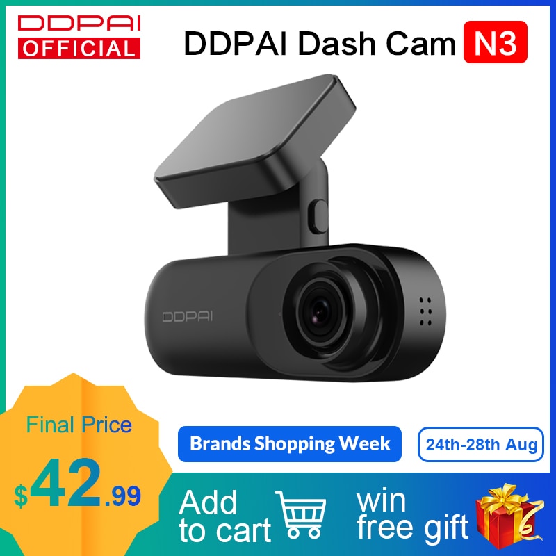 DDPai Dash Cam Mola N3 1600P HD GPS Vehicle Drive Auto Video DVR Android Wifi Smart Connect Car Camera Recorder Parking Monitor