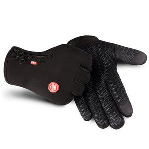 Autumn and winter outdoor riding gloves warm windproof gloves men and women zipper non-slip touch screen gloves