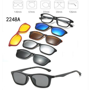 6 In 1 Custom Men Women Polarized Optical Magnetic Sunglasses Clip Magnet Clip on Sunglasses Polaroid Clip on Sun Glasses Frame