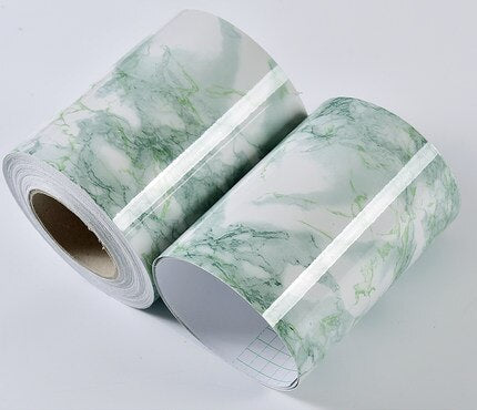 Marble Style Self-Adhesive Floor Stickers for Bathroom Skirting Corner Decals Waterproof Tiles Waistline Wallpaper Home Decor