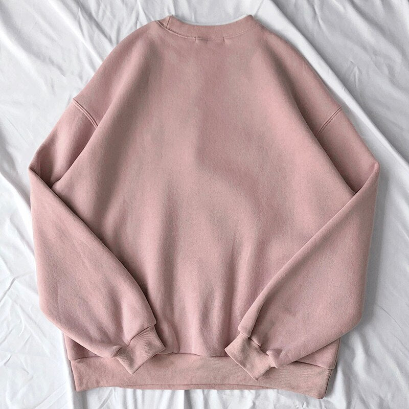 Mooirue Spring Women Pink Sweatshirt Letter Embroidery Thickening 2 In 1 Pullovers Tops