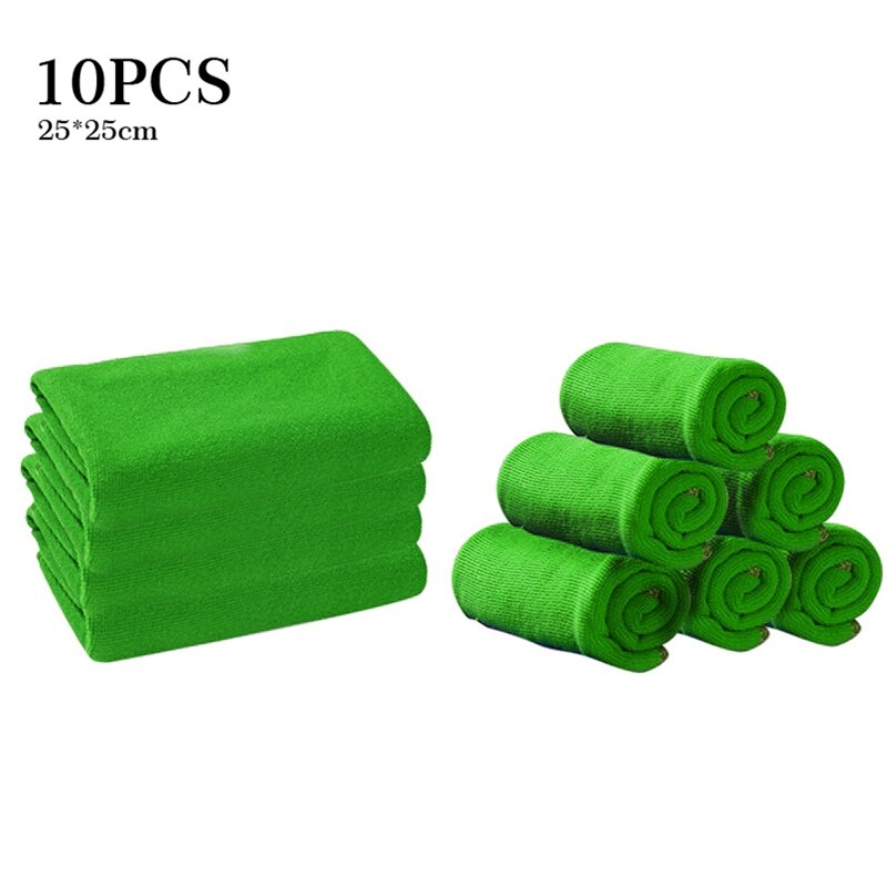 pcmos 10Pcs Car Towel Green Microfiber Washcloth Auto Car Care Cleaning Towels Soft Cloths Tool Windshield Sunshades 2019 New