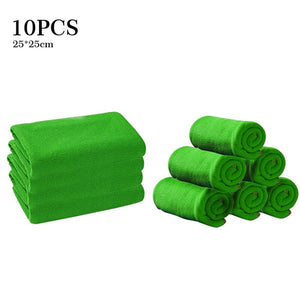 pcmos 10Pcs Car Towel Green Microfiber Washcloth Auto Car Care Cleaning Towels Soft Cloths Tool Windshield Sunshades 2019 New