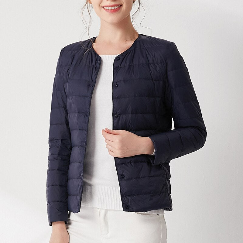 2020 Women‘s Autumn Down Jacket Female Ultra Thin Plus Size Pink Down Jackets Ultra Light Warm Coat Short Jackets Women Tops