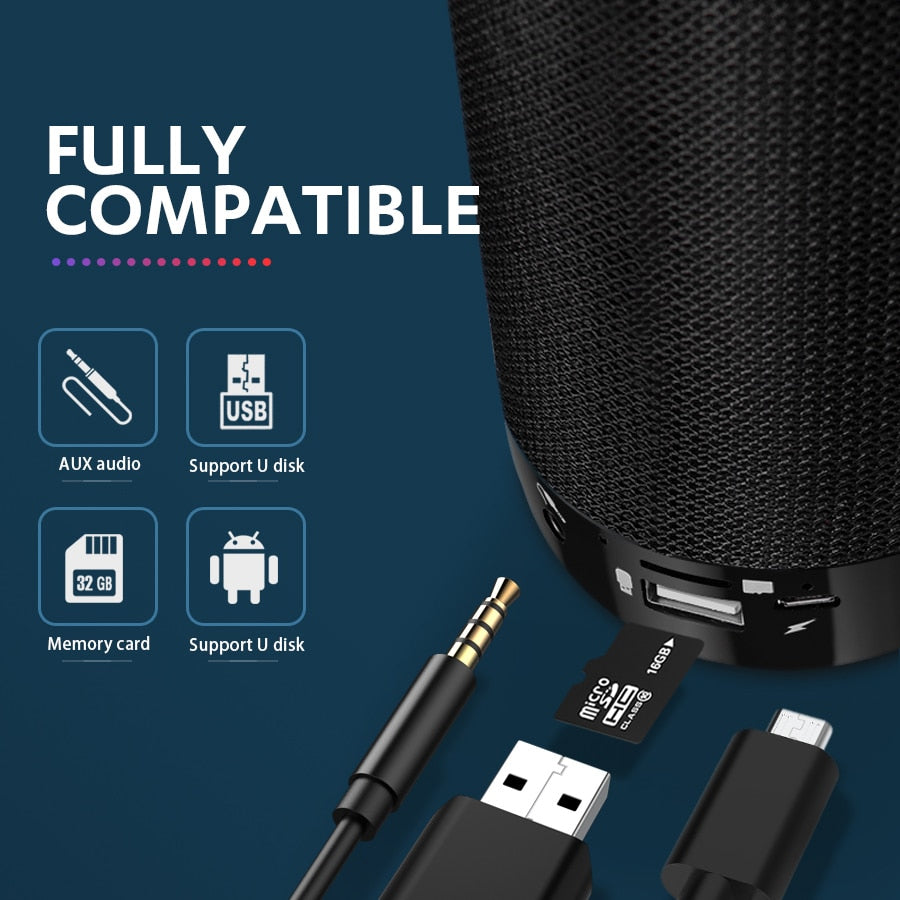 TG113C Column Portable Bluetooth Mini Speaker with FM Radio TF Card AUX Cable Wireless Loundpeakers &Phone Holder 9 Colors