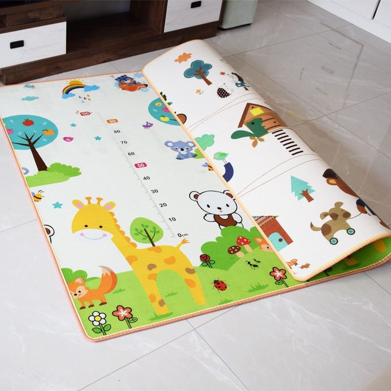 Tapis de jeu rampant bébé 1.5*1.8 mètre tapis de montée Double face fruits lettres Animal pliable bébé jouets tapis de jeu enfants tapis bébé jeu