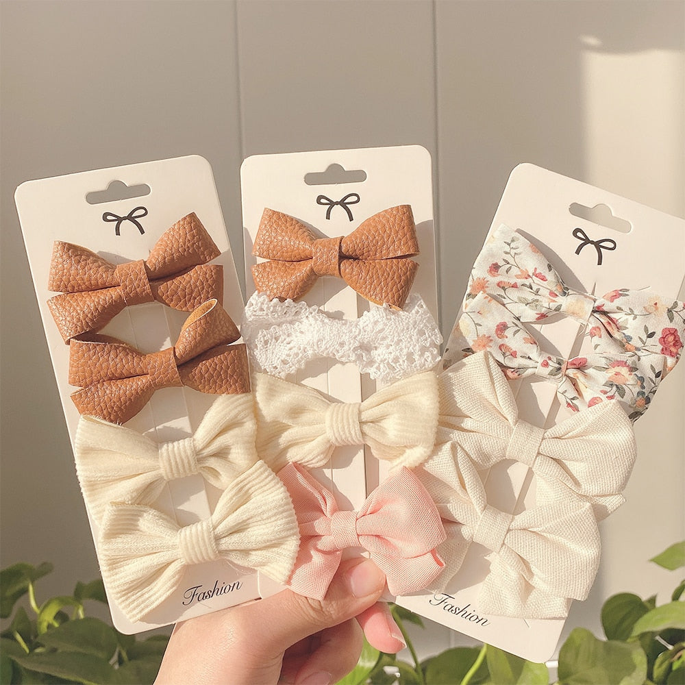 4PCS/SET 2021 New Girls Leopard Hairpins Kids Sweet Hair Clips Barrettes Lovely Hair Bows Children Cute Kids Hair Accessories