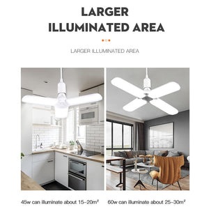 Led Bulb E27 30/45/60W Led Lamp Ceiling Fan Lampada Led Light 220V Foldable Fan Blade Angle Adjustable for Home Garage Lighting