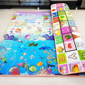 Tapis de jeu rampant bébé 1.5*1.8 mètre tapis de montée Double face fruits lettres Animal pliable bébé jouets tapis de jeu enfants tapis bébé jeu