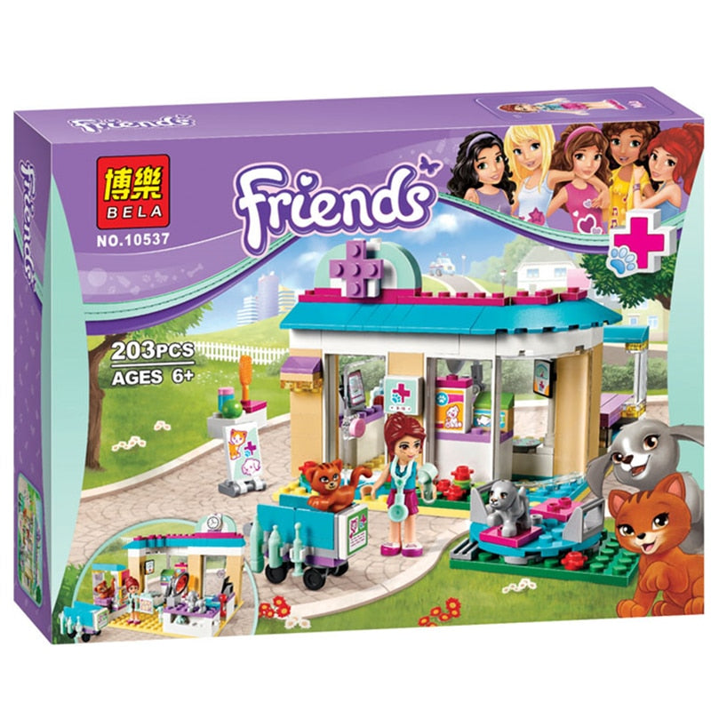 Blocs de construction jouets ensembles d'amis vétérinaire clinique fille Ambulance piscine salle de cuisson modèle jouets pour enfants cadeaux d'anniversaire