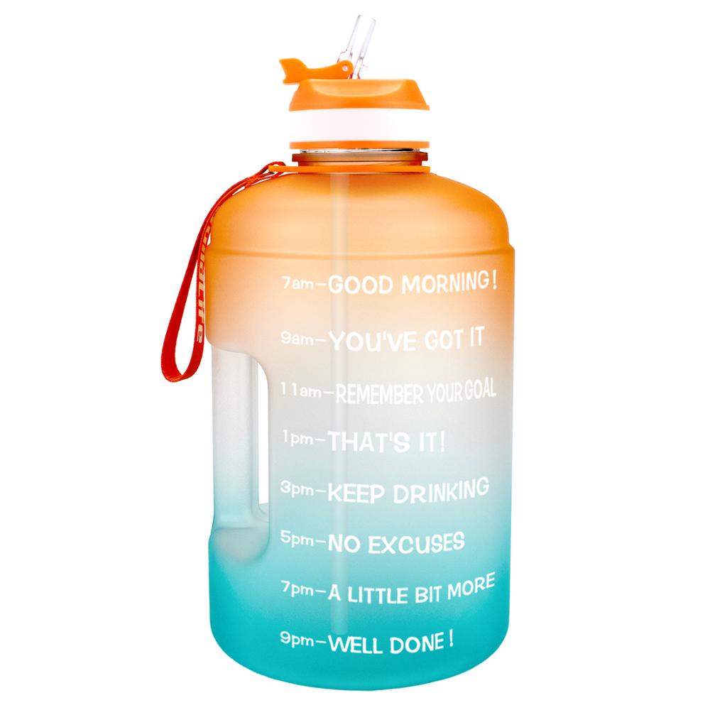 QuiFit 3.78L 2.2L 1.3L 128oz Gallon Water Bottle with Straw Clear Plastic Drinking Bottles GYM Tool Jug BPA Free Sports Cup