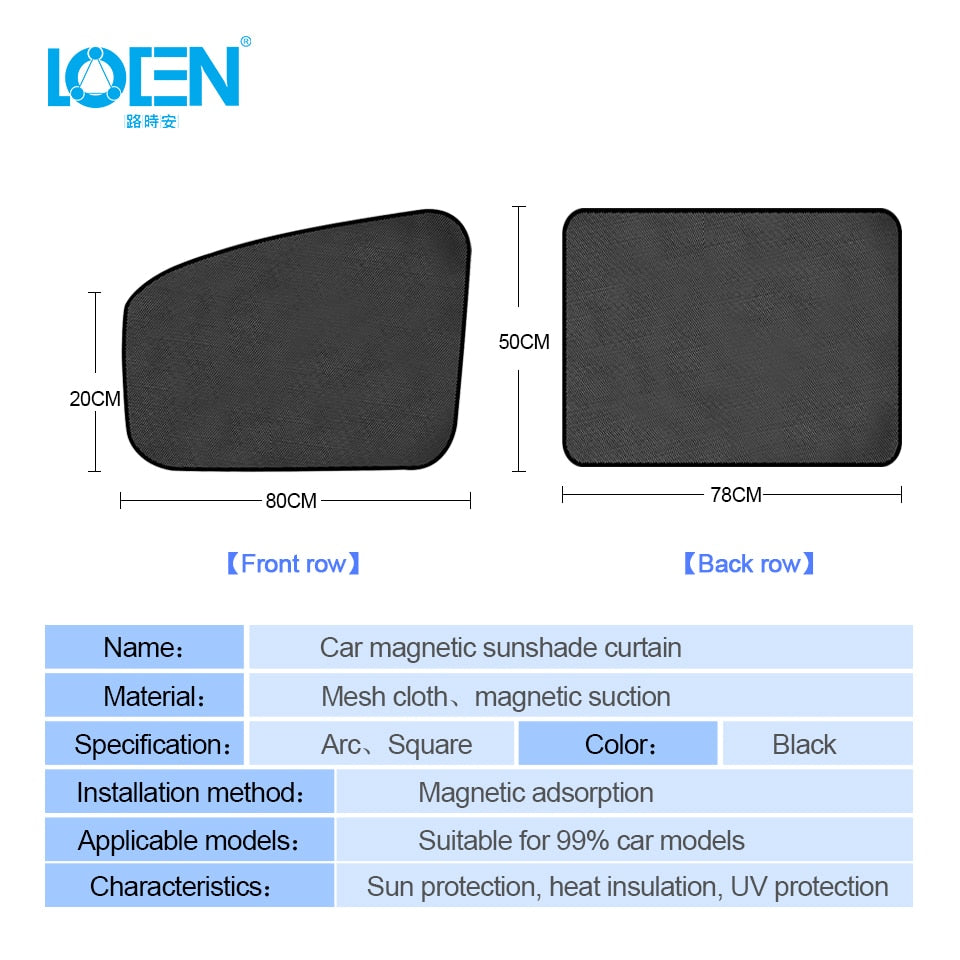 LOEN New Car Arcs Squares Side window Sunshade Windshield Sunshade Cover Shield Curtain Auto Sun Shade Block Anti-UV for SUV Car