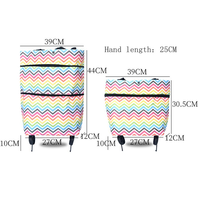 Portable Women Shopping Bag Folding Grocery Shopping Wheel Bag Small Pull Cart Buy Vegetables Food Storage Bag Organizer Tug Bag