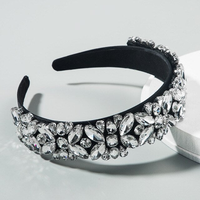 CN Baroque Full Crystal Hair Bands For Women Luxury Padded Diamond Headband Hair Hoop Christmas Gifts Christmas Hair Accessories