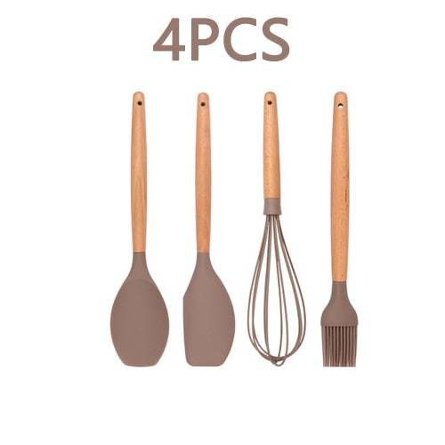 Silicone Kitchenware Cooking Utensils Set Heat Resistant Kitchen Non-Stick Cooking Utensils Baking Tools With Storage Box Tools